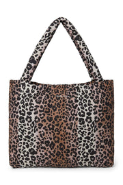 Sac maman en coton doux motif noisette et léopard