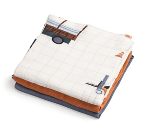 Sebra 3-Pack Spucktücher Busy Builders | Swaddle | Beluga Kids