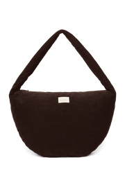 Rib Puffy Cross Body Bag Dark Brown