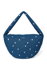 Denim Cross Body Bag Dark Blue White Hearts