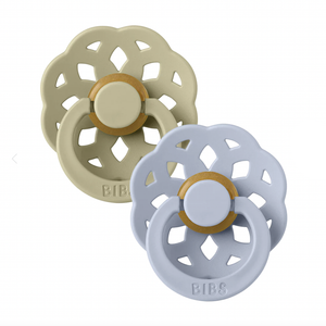 BIBS 2-Pack Latex Nuggi Boheme Daisy Khaki/Dusty Blue | Schnuller | Beluga Kids