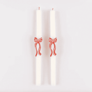 Kerze mit rot gestreifter Schleifen (2x)