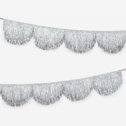 Silver tinsel shell garland