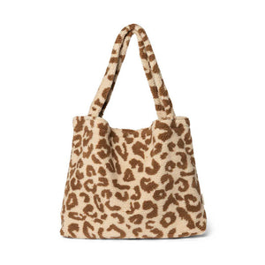 Studio Noos-Ecru Leopard Teddy Mom Bag-Beluga Kids
