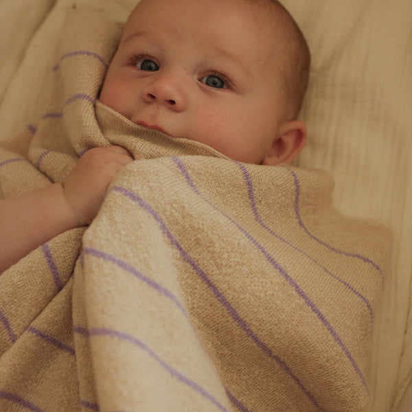 Hvid-Babydecke Harry Cream/Lilac-Beluga Kids