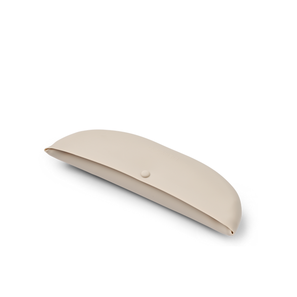 Beige glasses case, sleek design, perfect for protecting eyewear on the go.