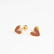 Boucles d'oreilles à tige en forme de cœur biologique
