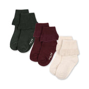 Lot de 3 chaussettes à volants vert panaché