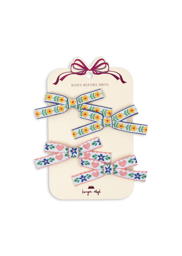 4-Pack Hair Clips Bow White/Rose