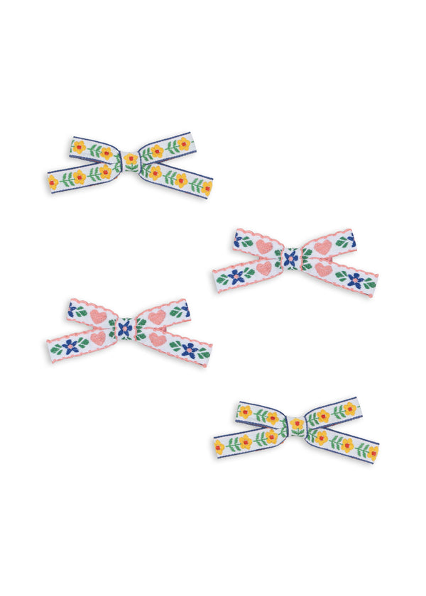 4-Pack Hair Clips Bow White/Rose