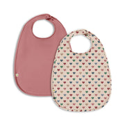 Lot de 2 bavoirs Cœur Coloré / Rose fané