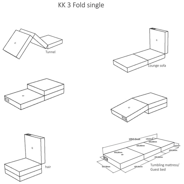 byKlipKlap KK 3 Fold Single Multi Grey w. Grey | Faltmatratze | Beluga Kids