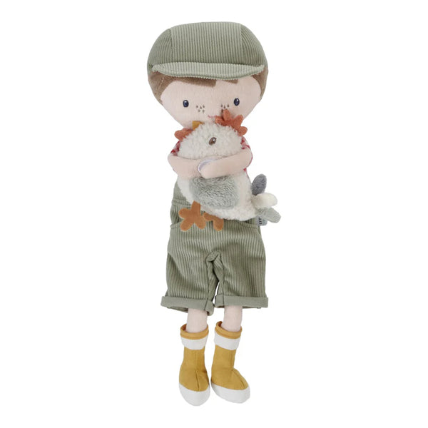 Cuddly doll Farmer Jim with chicken 