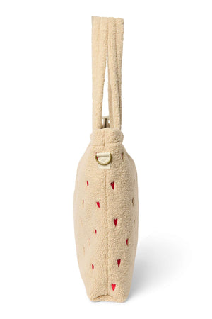 Studio Noos Wickeltasche Ecru Heart Teddy aus weichem Teddy-Stoff