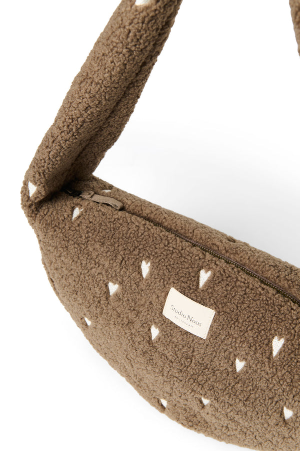 Brown Teddy Hearts Mini Cross Body Bag