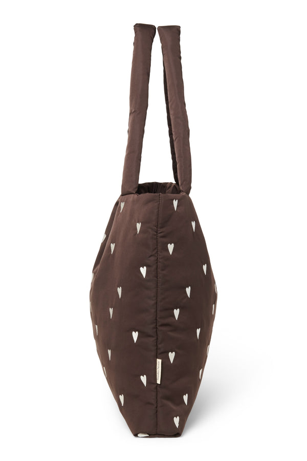 Puffy Mom Bag Brown Hearts