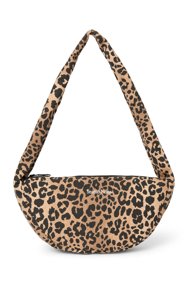 Cotton Mini Cross Body Bag Brown Leopard