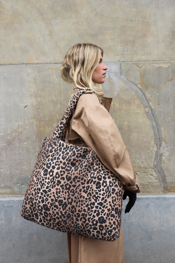 Cotton Mom Bag Brown Leopard
