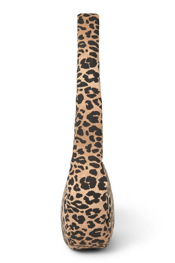 Cotton Mini Cross Body Bag Brown Leopard