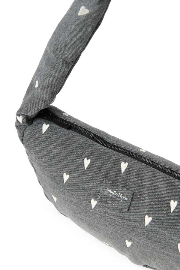 Denim Mini Cross Body Bag Grey Hearts