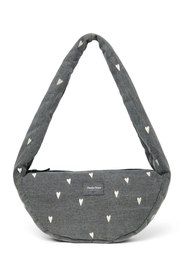 Denim Mini Cross Body Bag Grey Hearts