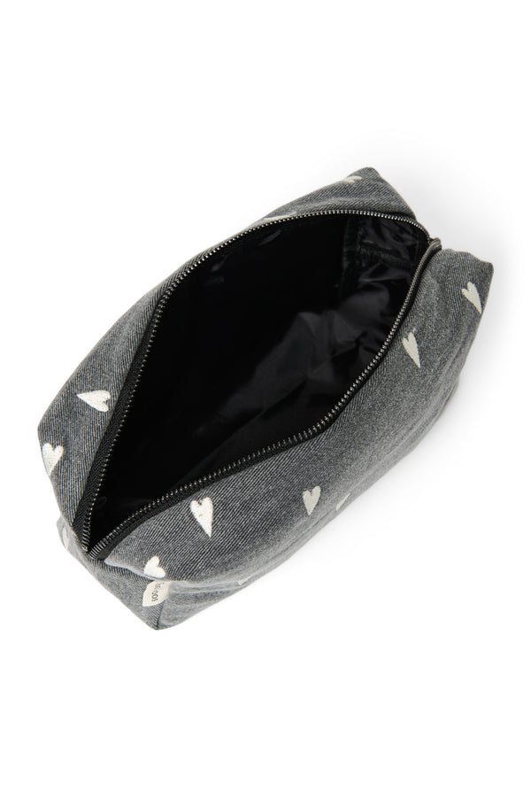 Denim Pouch Grey Hearts