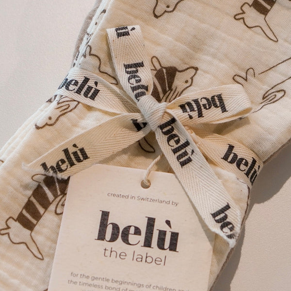 Lot de 5 débarbouillettes en mousseline à motif teckel