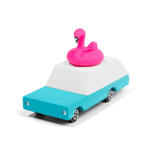 Flamingo Wagen aus Buchenholz von Candylab Toys von oben