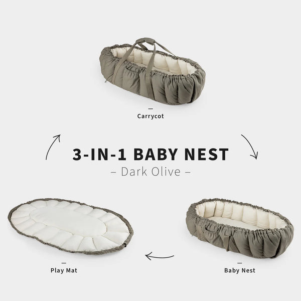 3-in-1 Kapok Bettnestchen Dark Olive