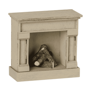 Maileg Kamin Maus Creme aus FSC-Holz mit Vintage-Finish