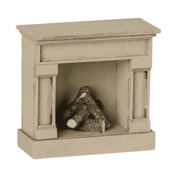 Maileg Kamin Maus Creme aus FSC-Holz mit Vintage-Finish