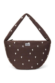 Puffy Cross Body Bag Brown Hearts