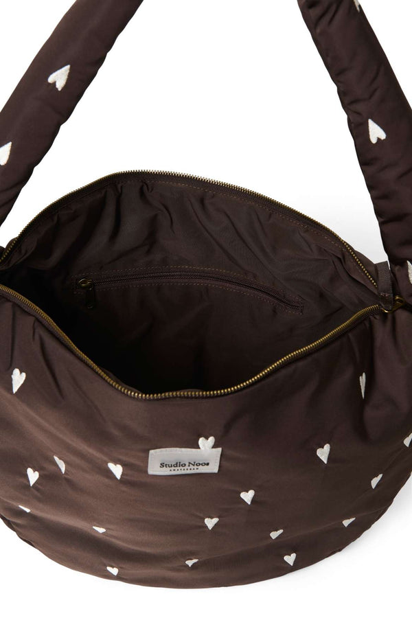 Studio Noos Puffy Cross Body Bag Brown Hearts – Rückansicht