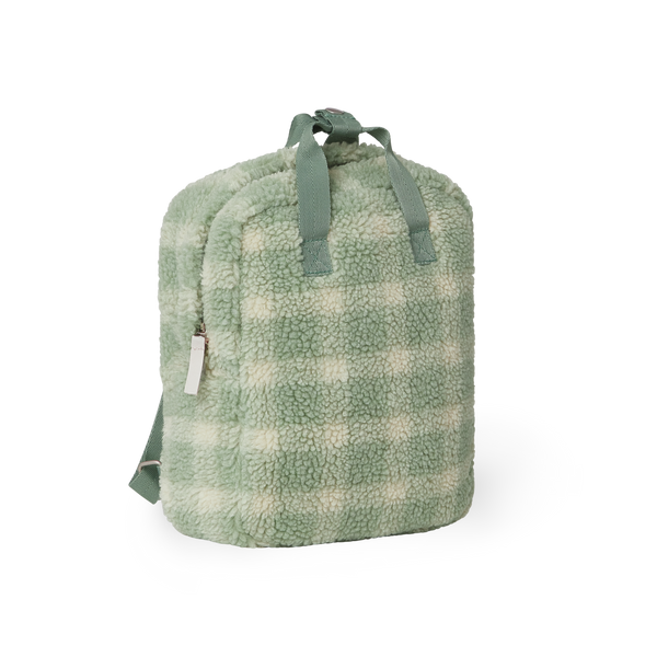 Pile Teddy-Rucksack Sage Check