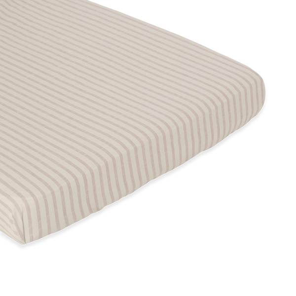 Muslin fitted sheet Stripe Mauve