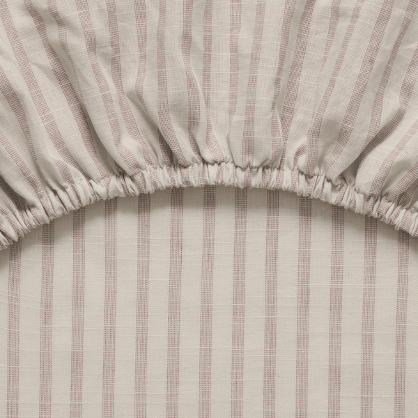 Muslin fitted sheet Stripe Mauve