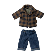 Chemise et pantalon à carreaux marron Papa Mouse 