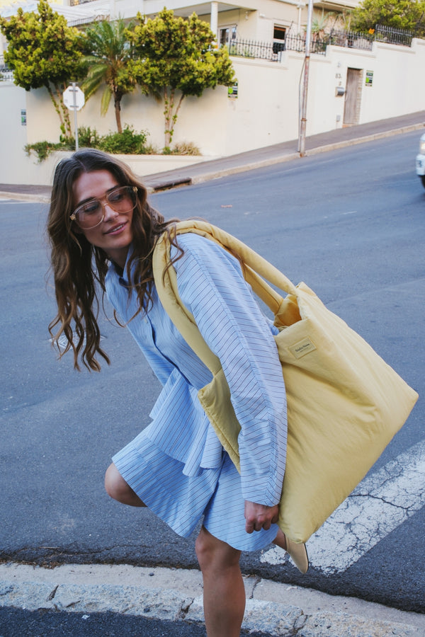 Textured Puffy Mom Bag Butter Yellow