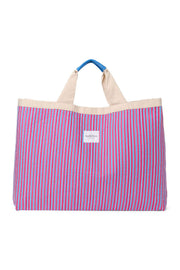 Poplin Striped Strandtasche Raspberry