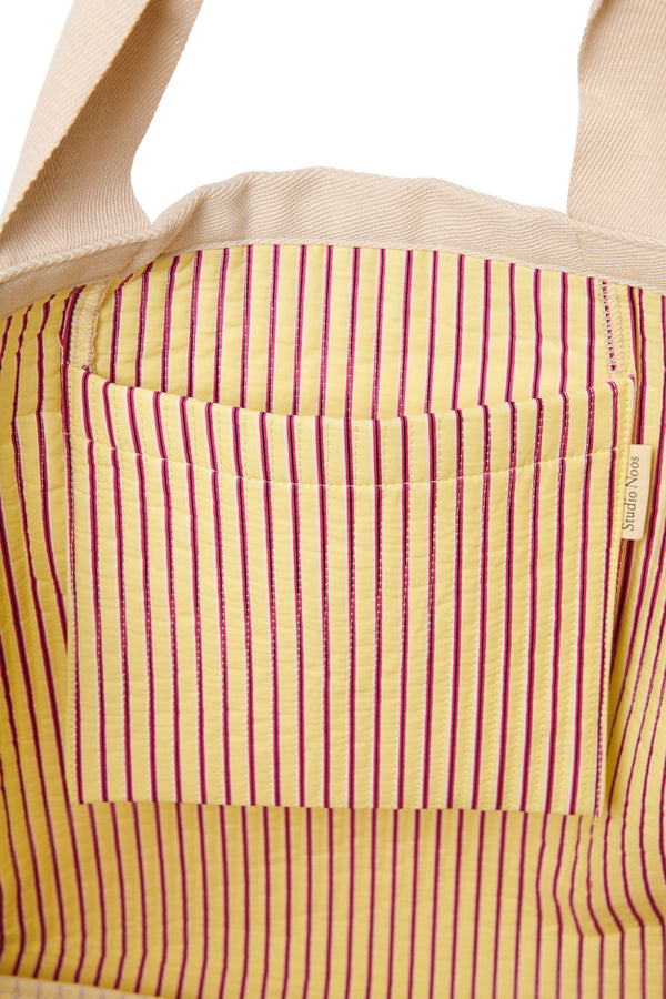 Poplin Striped Strandtasche Butter Yellow