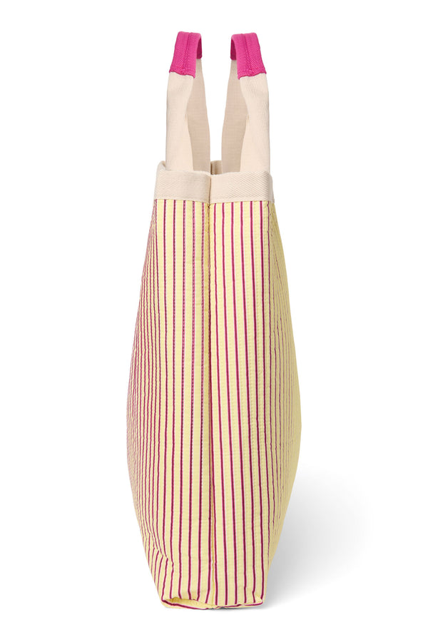 Poplin Striped Strandtasche Butter Yellow