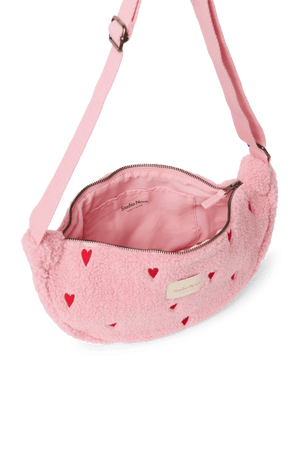 Herzen auf rosa Teddy-Stoff der Studio Noos Gürteltasche