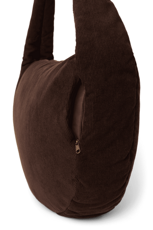 Gerippter Puffy-Stoff der Studio Noos Cross Body Bag in Dunkelbraun