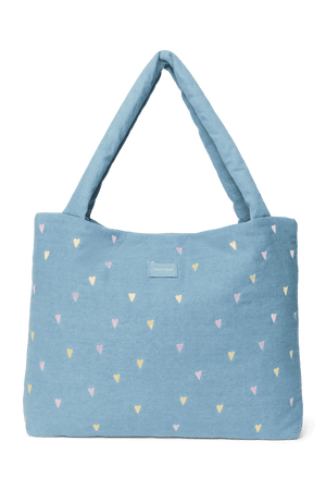 Studio Noos Denim Mom Bag Light Blue Hearts in Hellblau