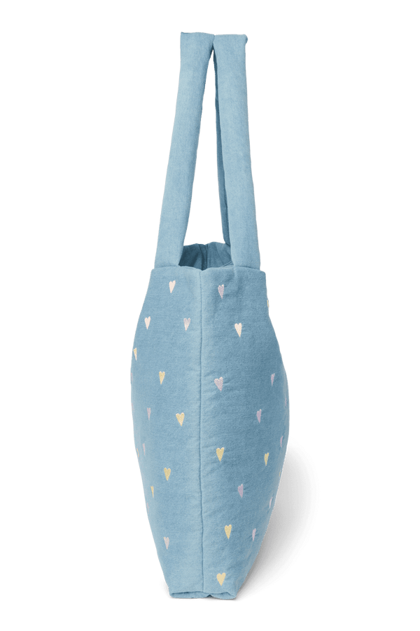 Henkel der Studio Noos Denim Mom Bag Light Blue Hearts im Detail