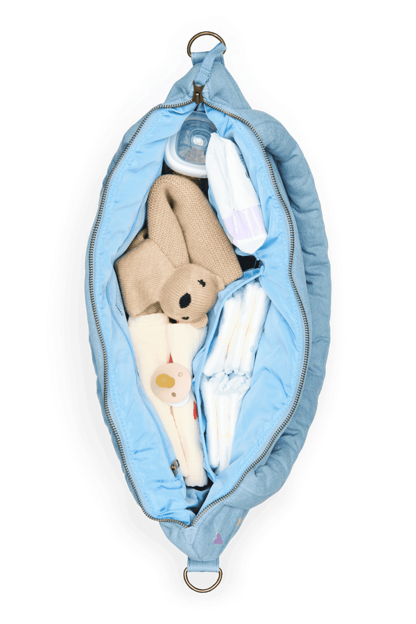 Studio Noos Denim Wickeltasche Light Blue Hearts – Rückansicht