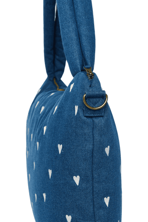 Studio Noos Denim Wickeltasche Dark Blue White Hearts – Detailansicht