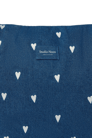 Studio Noos Wickeltasche Dark Blue White Hearts, 58 × 46 cm aus Denim