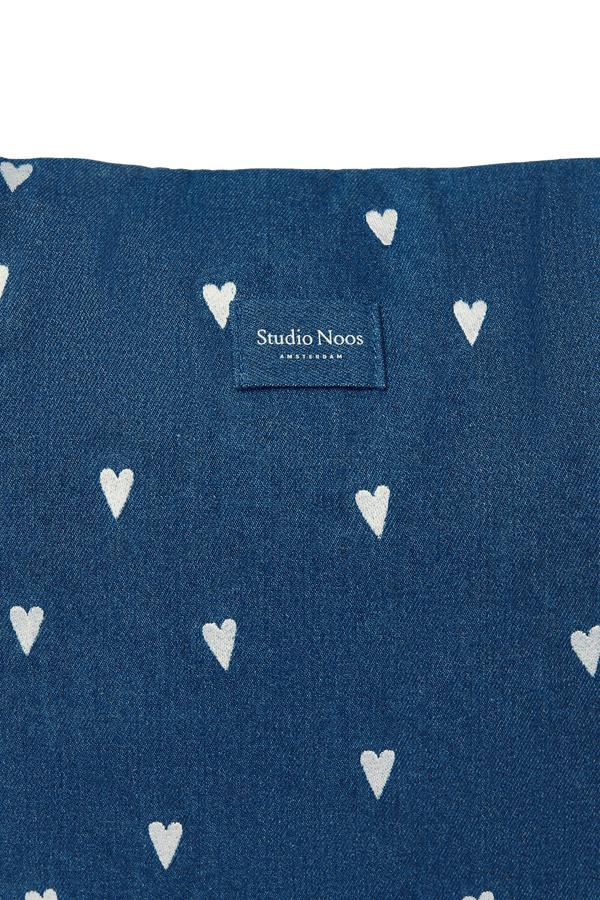 Studio Noos Wickeltasche Dark Blue White Hearts, 58 × 46 cm aus Denim