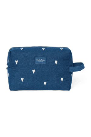 Studio Noos Denim Necessaire Dark Blue White Hearts